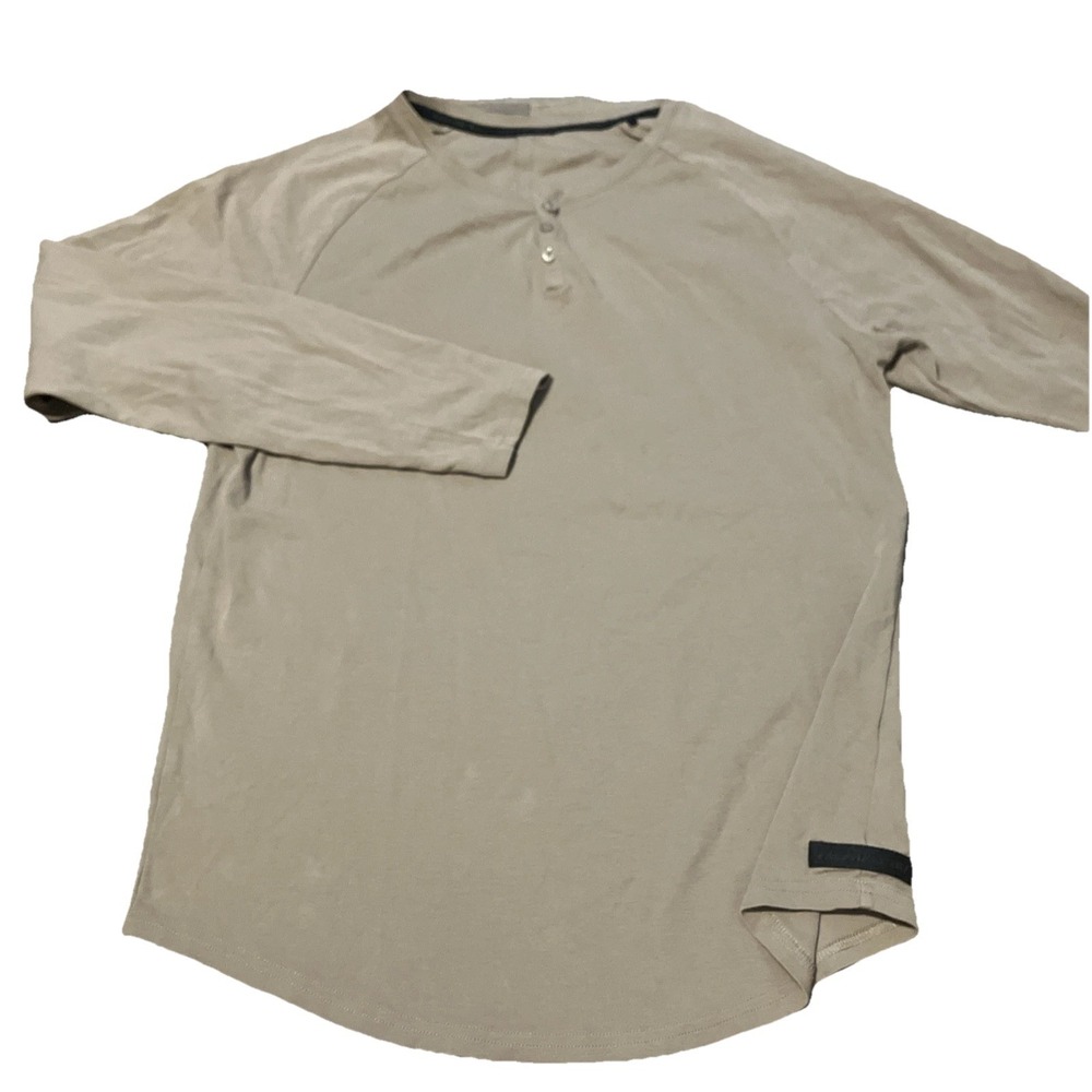 Alphalete‎ Men's Medium Henley Long Sleeve Shirt Tan See Measurements